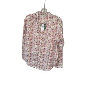 L.L. Bean Women's Wrinkle-Free Pinpoint Relaxed Fit Long-Sleeve Print Top Size S